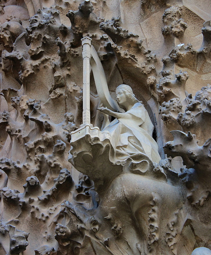 La sagrada familia, Gaudi, arfa, eņģelis, Barcelona, Katalonija, arhitektūra