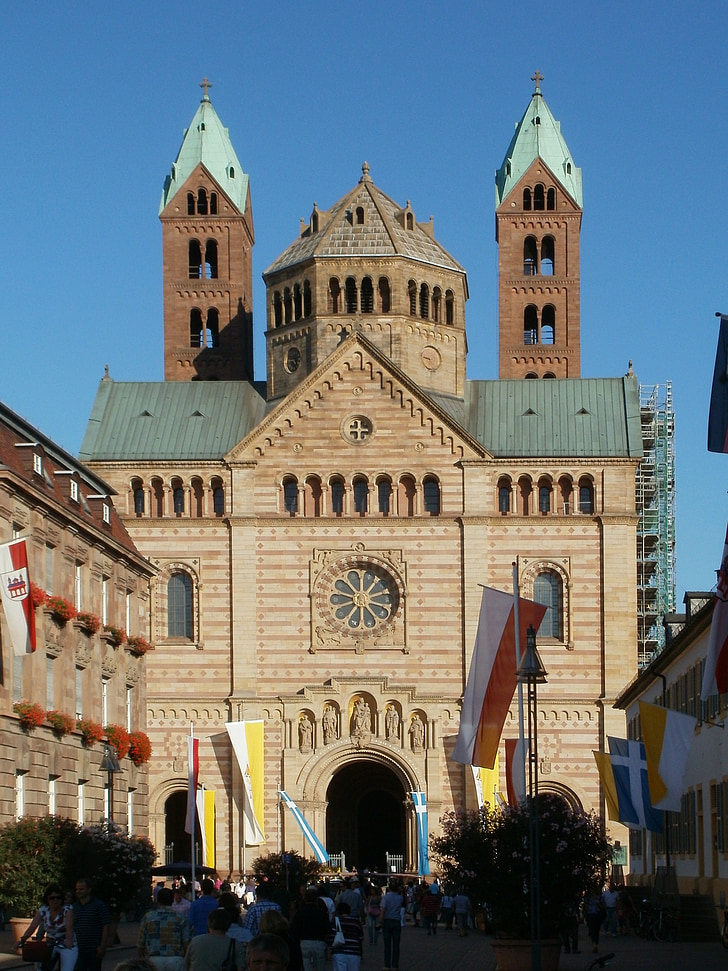 székesegyház, Speyer, homlokzat, Dom, építészet, Landmark, templom