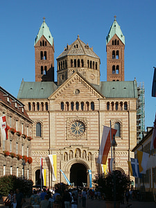 cathedral, speyer, facade, dom, architecture, landmark, church
