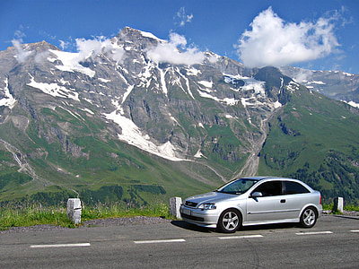 Opel, автомобиль, Astra, дорога, Улица, Альпийский, пейзаж