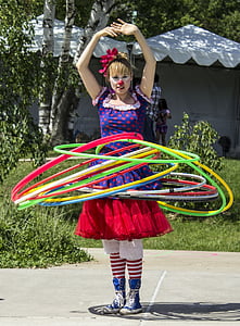 Hula, hoops, clown, ringar, cirkus, ballerina, clownen