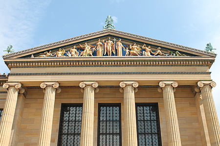 fachada, Grego, Museu de Filadélfia da arte, colunas, arquitetura, edifício, lugar famoso