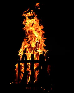 fire, flame, burn, wood fire, hot, brand, beautiful