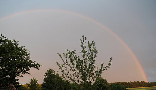 Rainbow, Natura, Burza z piorunami, Wieczorem, niebo, Kolor, naturalny spektakl