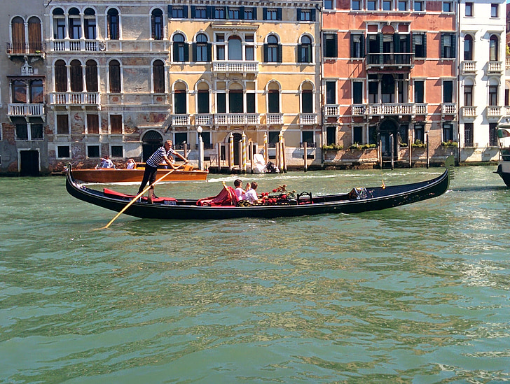 gondola, Venesia, Sungai, Italia, gondoliers, saluran