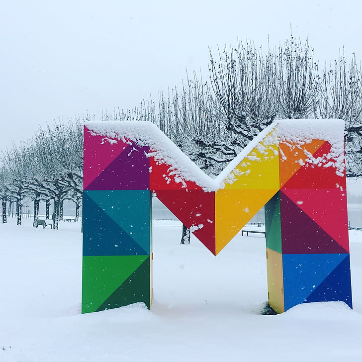sniega, Mainz, dekorācijas, ainava, ziemas, Sniega kalns, simbols