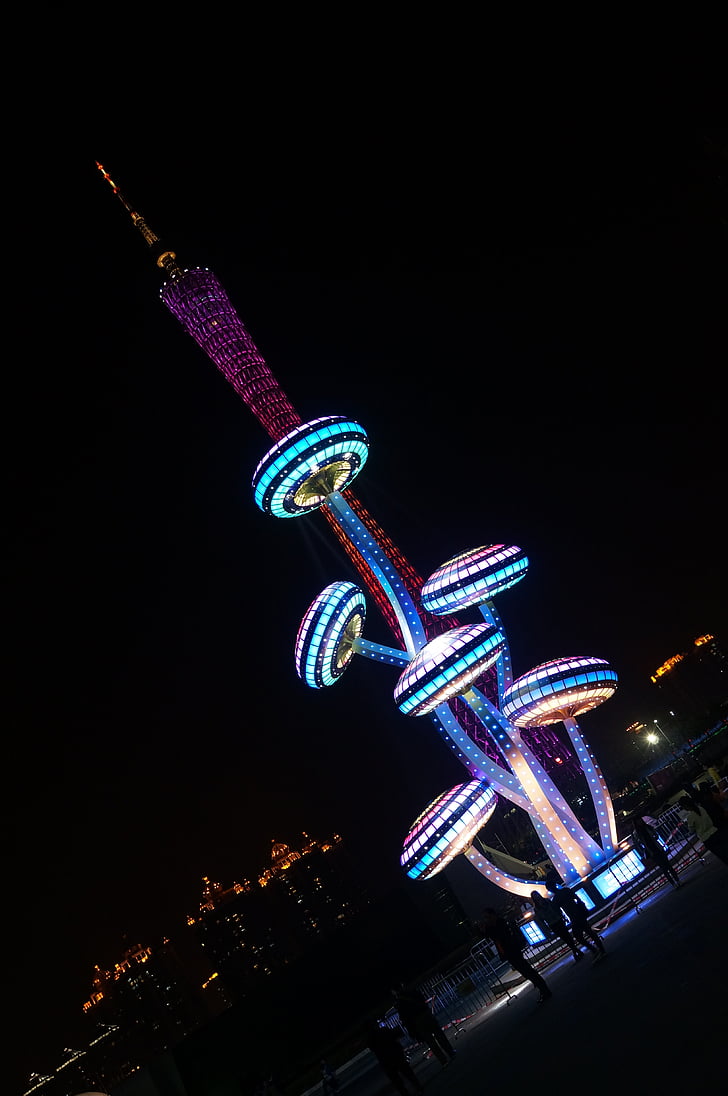 Festivalul luminilor, Canton tower, vedere de noapte, China, Asia