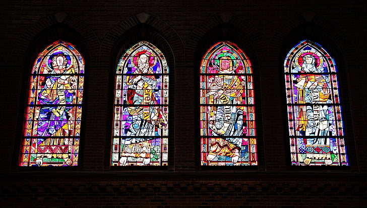 kirkens vindue, vindue, kirke, farvet glas, glas, skinne igennem, farve