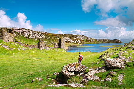 Irland, vandretur, ferie, sommer, søen, landskab, natur