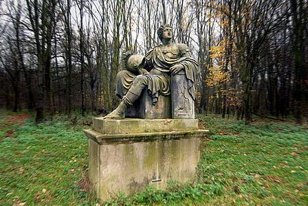 park veltrusy, statue, god marth, meadow, tree, forest, cemetery