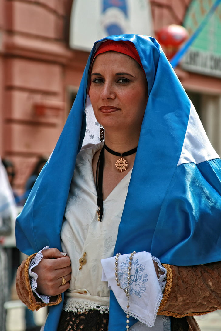 Itālija, Sardīnija, Cagliari, Folklora, tradicionālā apģērba, kultūras, cilvēki