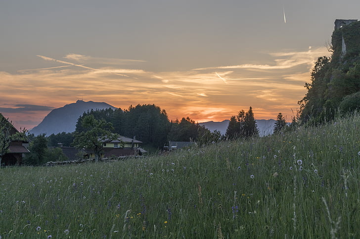 matahari terbenam, Carinthia, finkenstein, abendstimmung, pemandangan, malam, Austria