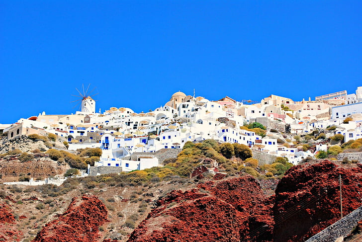 Ammoudi, stranden, Santorini, resor, helgdagar, semester, sommar