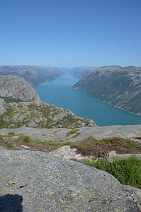 fjord, montagne, nature, Baie de la mer