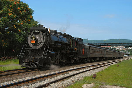 Scranton, Pensilvânia, Trem, locomotiva, passageiros, Verão, Primavera