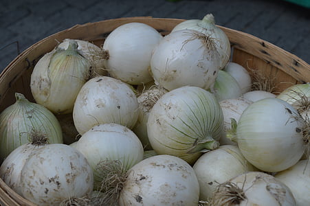 onions, white, vegetable, food, market, produce, groceries