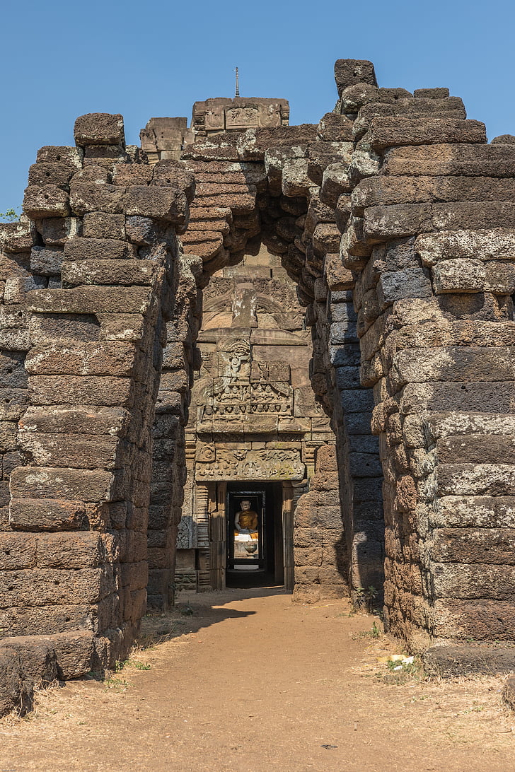 Kambodja, Kampong cham, Khmer, konst, templet, ruin, religion