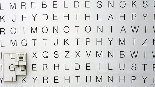 betűk, fal, szöveg, tipográfia, grafikus, fekete-fehér