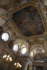 plafonds, peintures murales, au plafond, Palais, construction, architecture