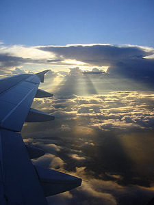 літак, Схід сонця, хмари, Sunbeam, літак, Хмара - небо, небо