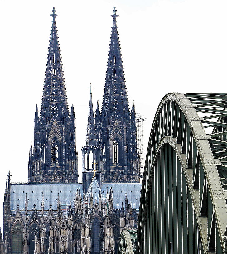 Hohenzollern-broen, buer, Bridge, dom, Rhinen, jernbanebroen, historisk bevarelse