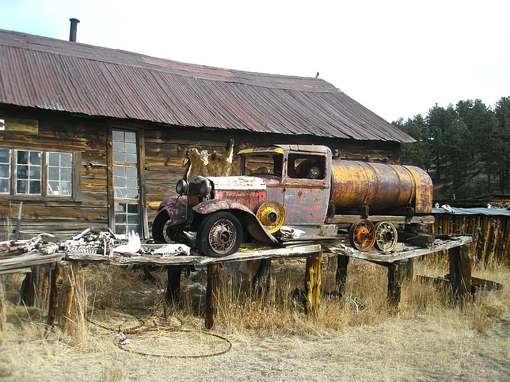 spøgelsesby, opgivet, Colorado, Guffey, Guffey co, Co, gamle bil