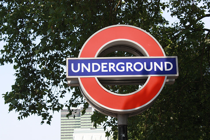 Tunnelbana, underground, London, badkar, tecken, vägskylt