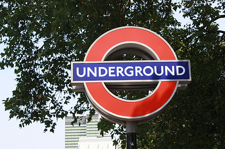 metrou, în subteran, Londra, cada, semn, semn rutier