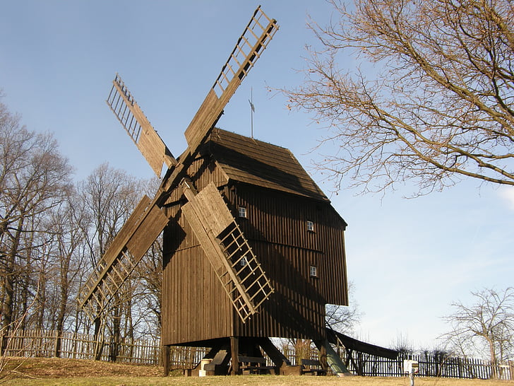 windmill, post mill, wind, mill, historically, nostalgic, old