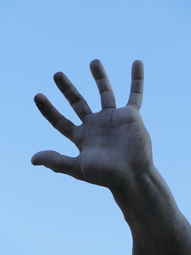 hånd, finger, marmor, statue, adgang, gestus