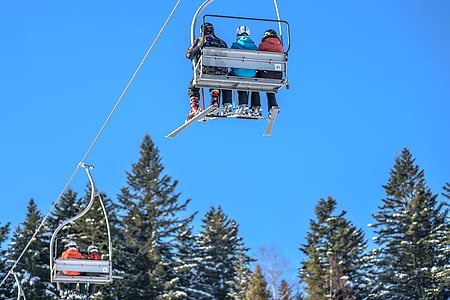 skis, skiers, mountains, winter, lift chair, ski slope, ski resort