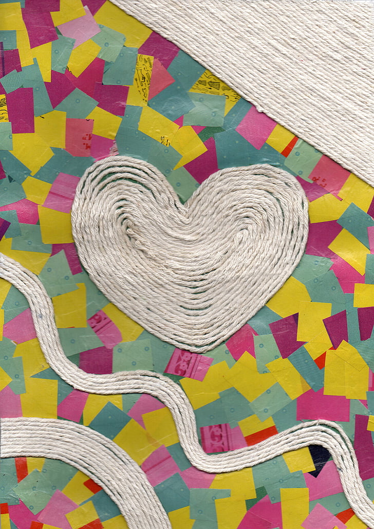 string, heart, collage, pattern, backgrounds, decoration