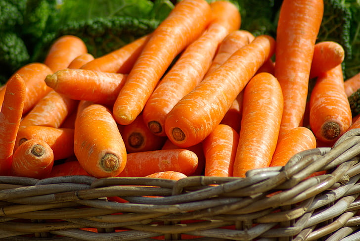 морква, Кошик, овочі, ринок, рослинні, морква, продукти харчування