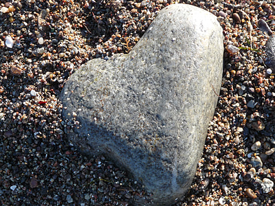 heart, stone, sand, stone heart, brown, grey, love