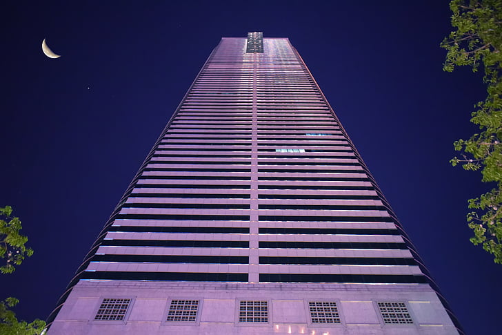 building, moon, night, architecture