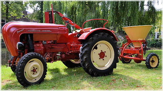 agricultura, antiguo, antiguo, tractor, granja, fertilizante, Porsche