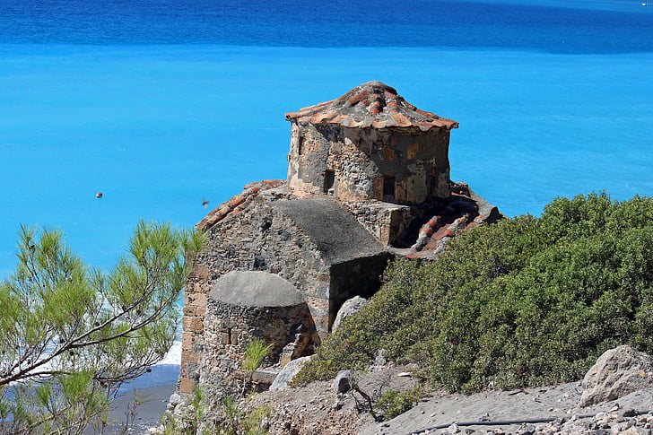 Agia roumeli, Kreta, Grekland, Pavlos, kyrkan, gamla, byggnad