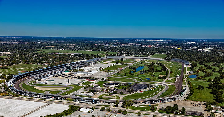 Indianapolis motor speedway, Flygfoto, Auto racing, Sport, Stadium, landskap, formel 1