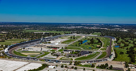 indianapolis motor speedway, aerial view, auto racing, sports, stadium, landscape, formula one