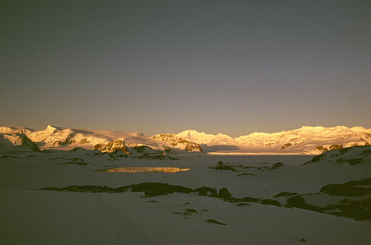 Antartika, matahari terbenam, gletser