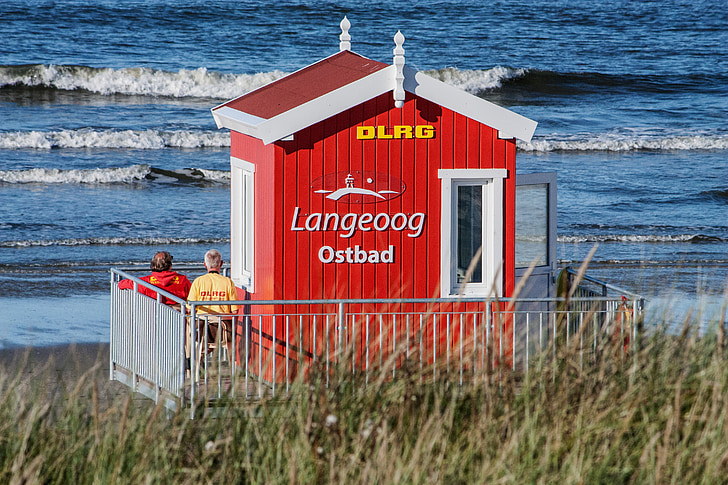 Langeoog, Mar do Norte, frisia do leste, Ilha, pé, céu, farol
