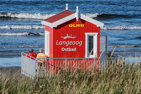 Langeoog, Mar del norte, Frisia del este, Isla, a pie, cielo, Faro
