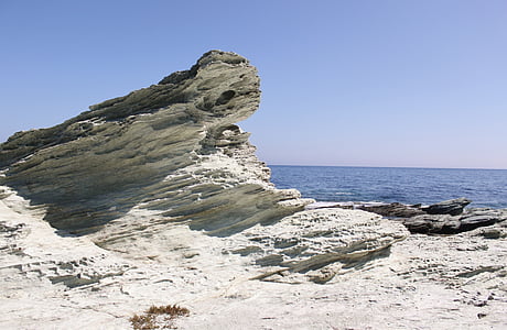 corsican, beach, side, landscape, limestone, roche, sea