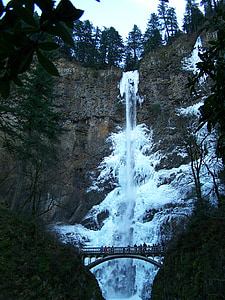 Wodospad, Wodospad mrożone, zimowe, Multnomah falls, Multnomah, lodowaty wodospad