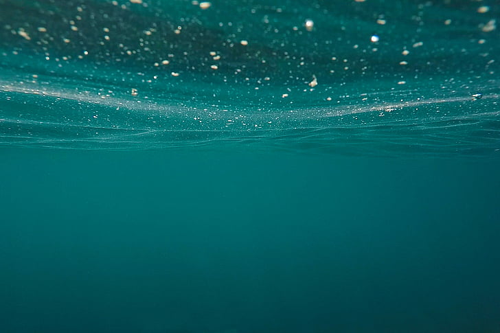 Zelená, pod vodou, Foto, vody, bubliny, Ocean, more