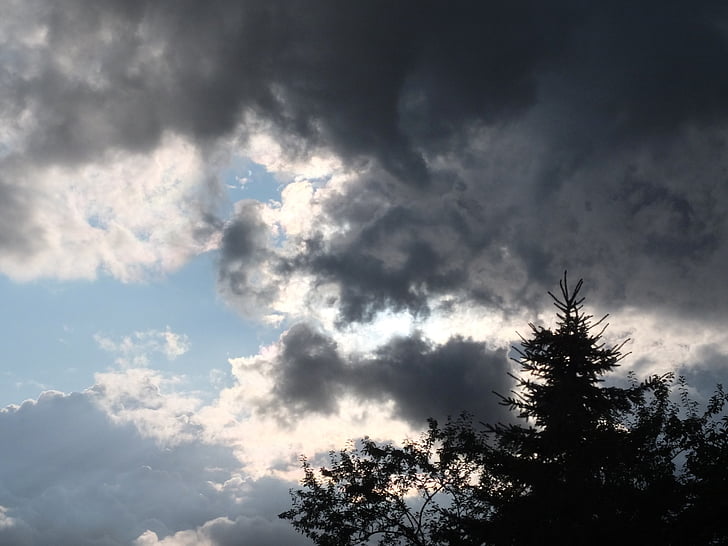 clouds, dark, hell, sky, gloomy, evening, mood