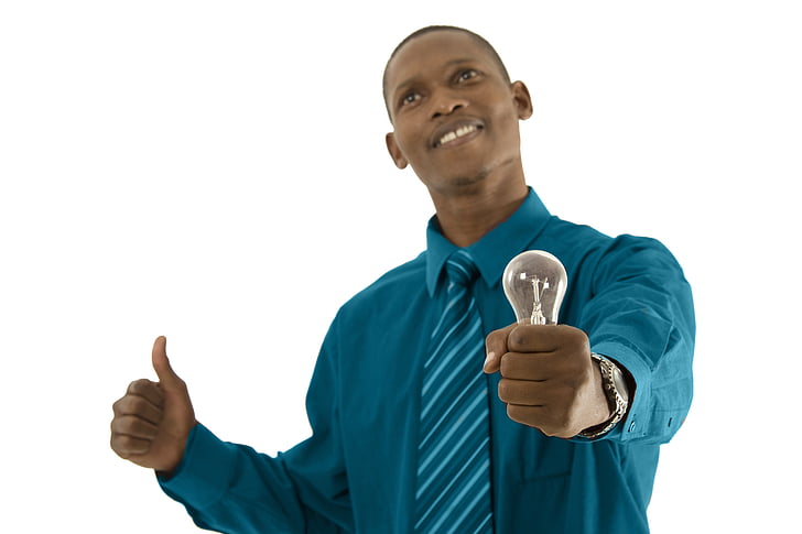 man, person, top, happy, bulb, light, african