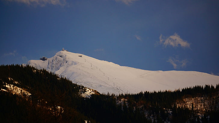 ภูเขา, มี, tatry, หิมะ, สกี