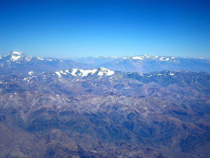 Hora, Andes, krajina, Argentina, Mendoza, Aconcagua, Letecký pohled