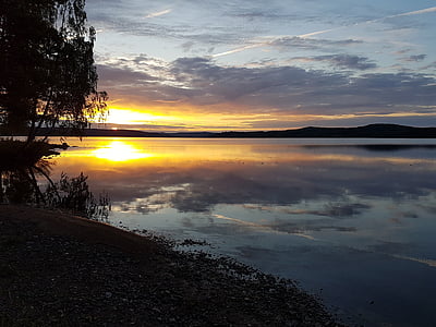 Lake, Sunset, ro, Water edge, hiljaisuus, kesällä, Ilta-auringossa